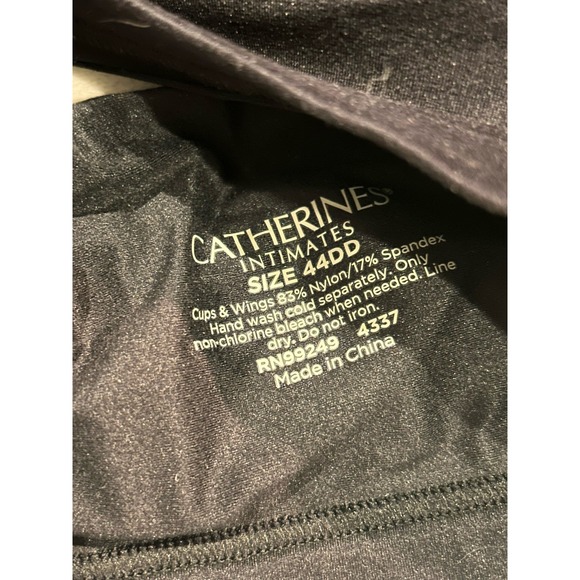 Catherines Bra Women 44DD Plunge Underwire Medium Coverage SCY2237 Black NWT - Picture 3 of 6